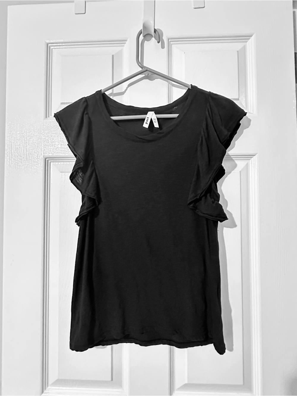 Pact: Black Ruffle Sleeve Top